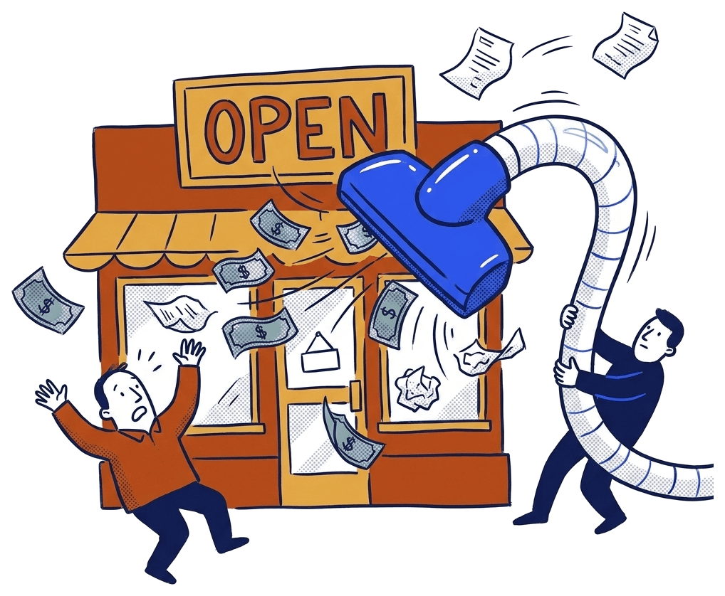 Money being siphoned out of a business