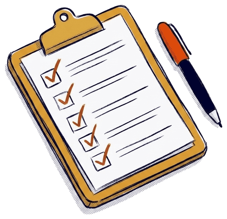 A checklist on a clipboard